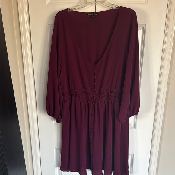 always indigo Dresses & Skirts - Deep Burgundy Button-Front Dress, Plus Size 2X